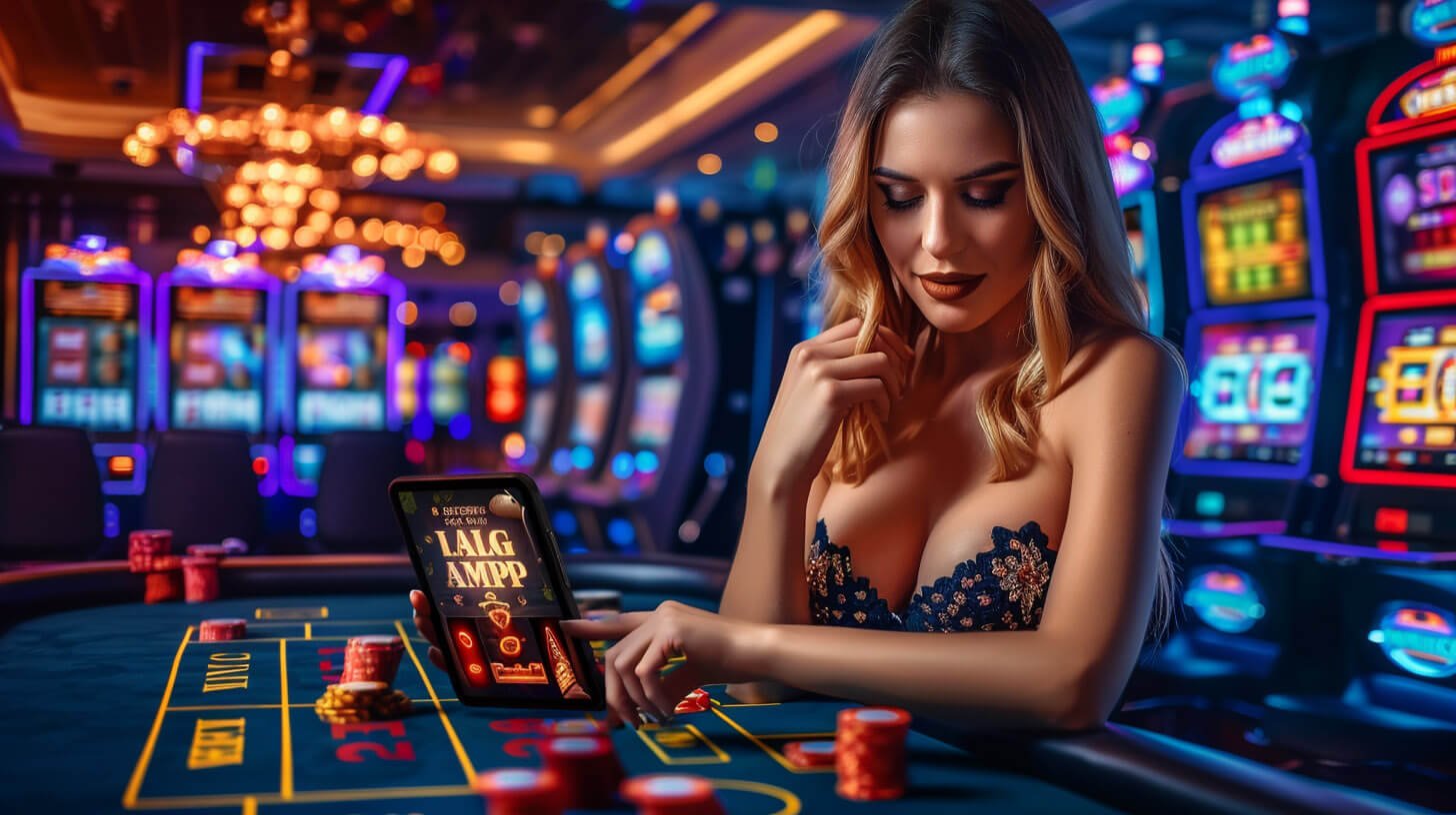 Layar meja blackjack dealer langsung dengan notifikasi skor Premier League di sudut atas